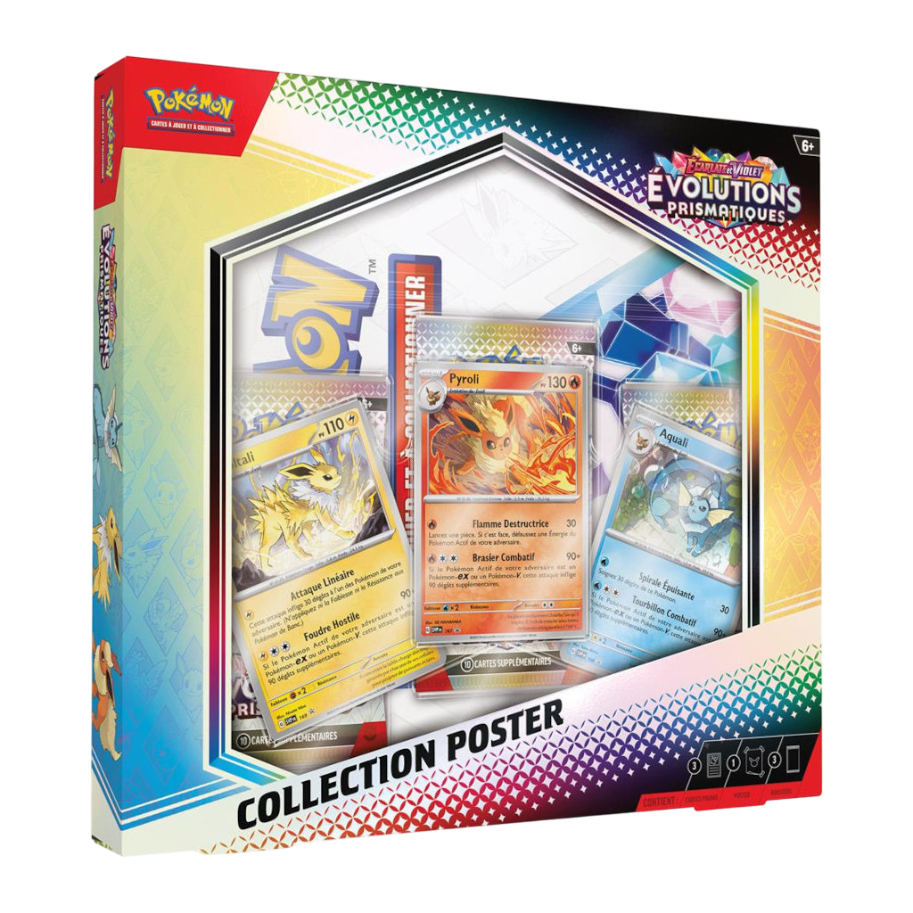 Coffret Pokémon Collection Poster EV08.5 Évolutions Prismatiques : Pyroli, Aquali et Voltali